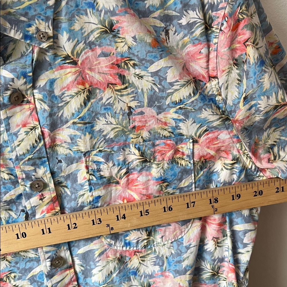 1901 Nordstrom Men's Tropical Floral Shirt - Blue and Pink Medium - Picture 8 of 8